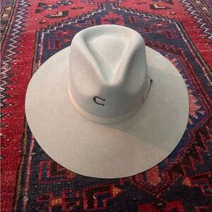 Gray wide brim hat